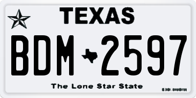 TX license plate BDM2597