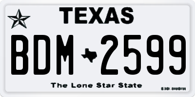 TX license plate BDM2599