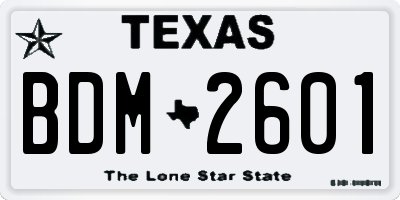 TX license plate BDM2601