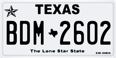 TX license plate BDM2602