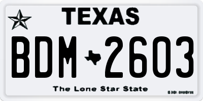 TX license plate BDM2603