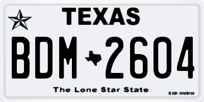 TX license plate BDM2604
