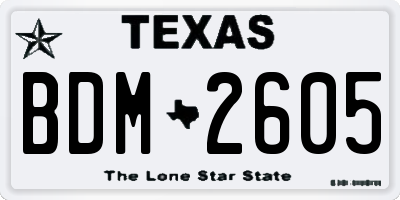 TX license plate BDM2605