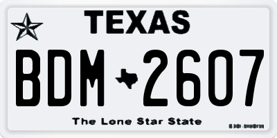 TX license plate BDM2607
