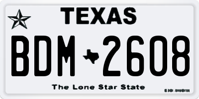 TX license plate BDM2608
