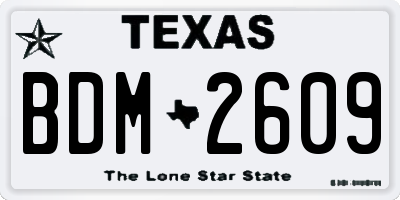 TX license plate BDM2609