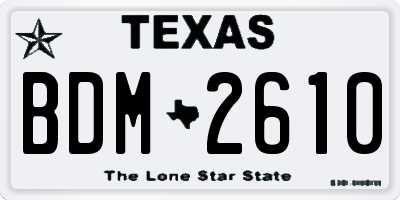TX license plate BDM2610
