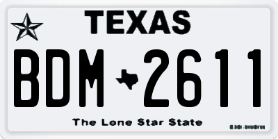 TX license plate BDM2611