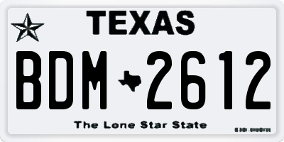 TX license plate BDM2612