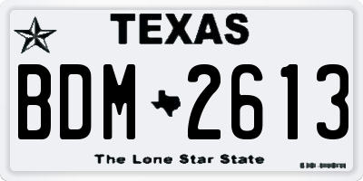 TX license plate BDM2613