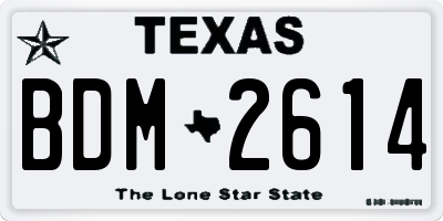 TX license plate BDM2614