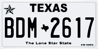 TX license plate BDM2617
