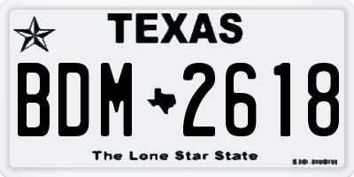 TX license plate BDM2618