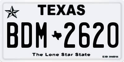 TX license plate BDM2620
