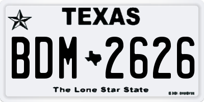 TX license plate BDM2626