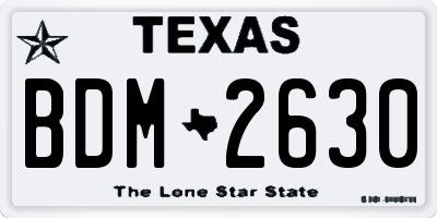 TX license plate BDM2630