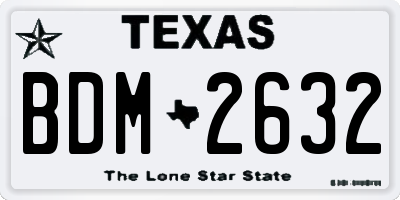 TX license plate BDM2632