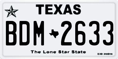 TX license plate BDM2633