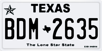 TX license plate BDM2635