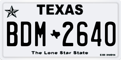 TX license plate BDM2640