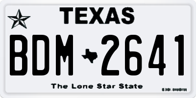 TX license plate BDM2641
