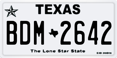 TX license plate BDM2642