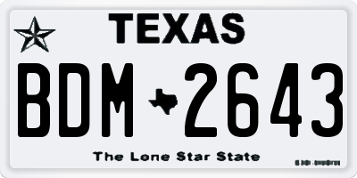 TX license plate BDM2643