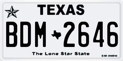 TX license plate BDM2646