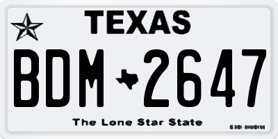 TX license plate BDM2647