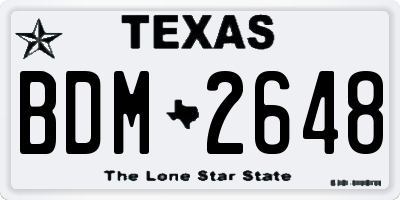 TX license plate BDM2648