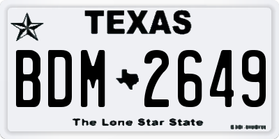 TX license plate BDM2649