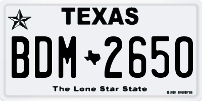 TX license plate BDM2650