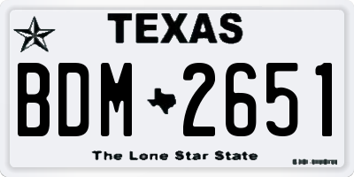 TX license plate BDM2651