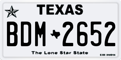 TX license plate BDM2652
