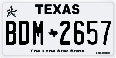 TX license plate BDM2657