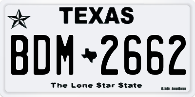 TX license plate BDM2662
