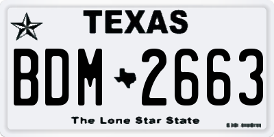 TX license plate BDM2663