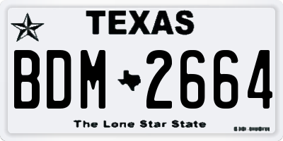TX license plate BDM2664