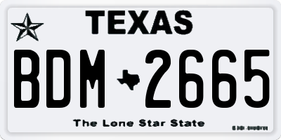 TX license plate BDM2665