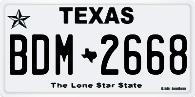 TX license plate BDM2668
