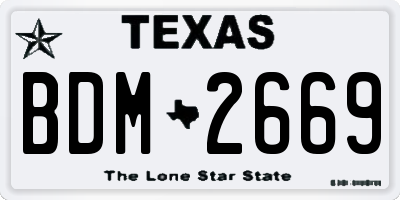TX license plate BDM2669