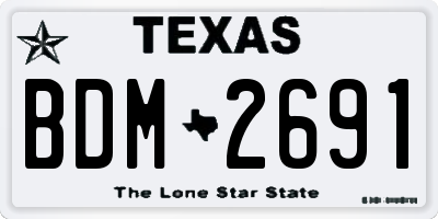 TX license plate BDM2691