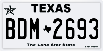 TX license plate BDM2693