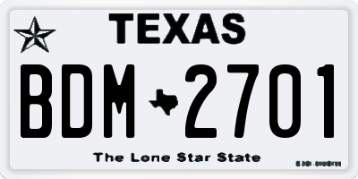 TX license plate BDM2701
