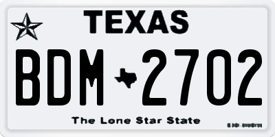 TX license plate BDM2702