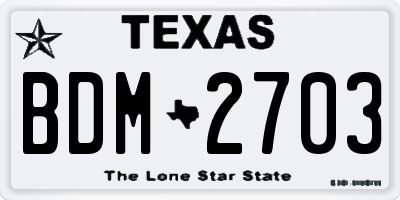 TX license plate BDM2703