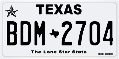 TX license plate BDM2704