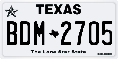 TX license plate BDM2705