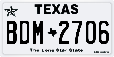 TX license plate BDM2706