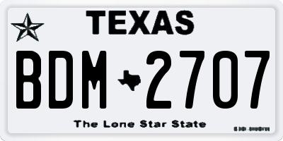 TX license plate BDM2707